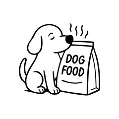 A curious dog with its head halfway in a food bag, tail wagging furiously.