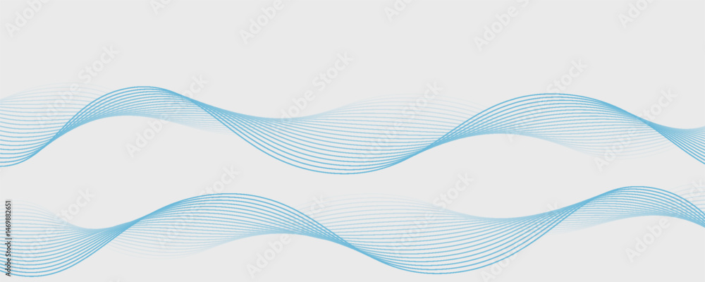 Poster abstract blue smooth wave on a white background. dynamic sound wave. design element. vector illustra