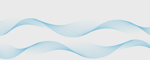 Abstract blue smooth wave on a white background. Dynamic sound wave. Design element. Vector illustration.