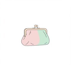 Obraz premium Pastel Pink and Mint Green Coin Purse Illustration