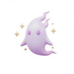 Obraz premium Cute Lavender Ghost 3D Render with Sparkles