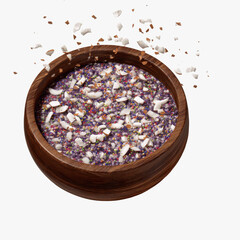 Vibrant Purple Acai Bowl with Toasted Coconut and Rainbow Sprinkles in Wooden Bowl