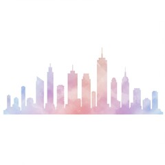 Naklejka premium Pastel Watercolor City Skyline Illustration