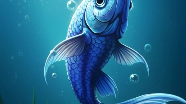 Deep blue fish underwater