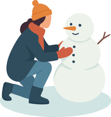 Building a Snowman - Winter Fun Illustration