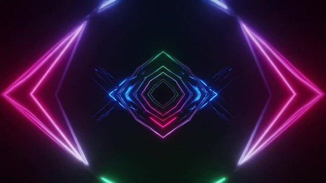 Neon abstract design background with glowing shapes