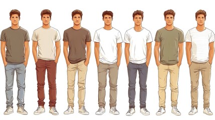 Obraz premium Collection of male figures in various casual outfits.