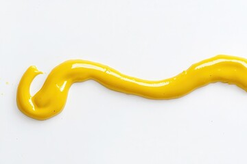 Yellow condiment smear on white background