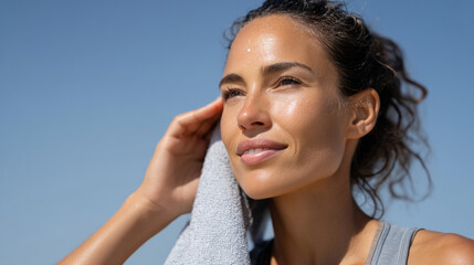 Post workout sweat proof spf reapplication for athletes