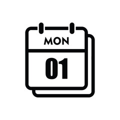 calender icon, 01 monday icon with white background