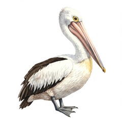 Obraz premium Detailed Illustration of a White and Brown Pelican