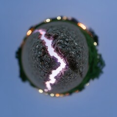 Galaxy-shaped rift lighting up dusk skies, macro cosmic panorama