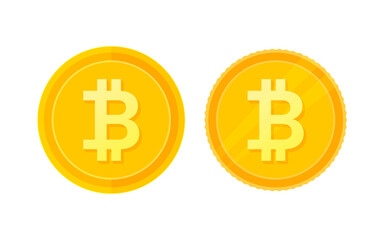 Bitcoin isolated icon vector. crypto digital currency trading illustration, luxury gold coin color