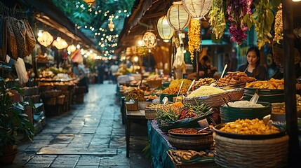traditional thailand street food in chiang mai night market