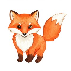 Obraz premium Cute Orange Fox Watercolor Illustration
