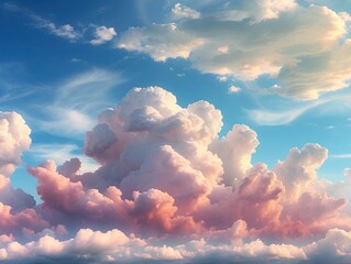 Heart-shaped cloud in a clear blue sky, panoramic view.