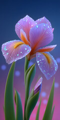 Dreamy Nature Illustration of Purple Irises