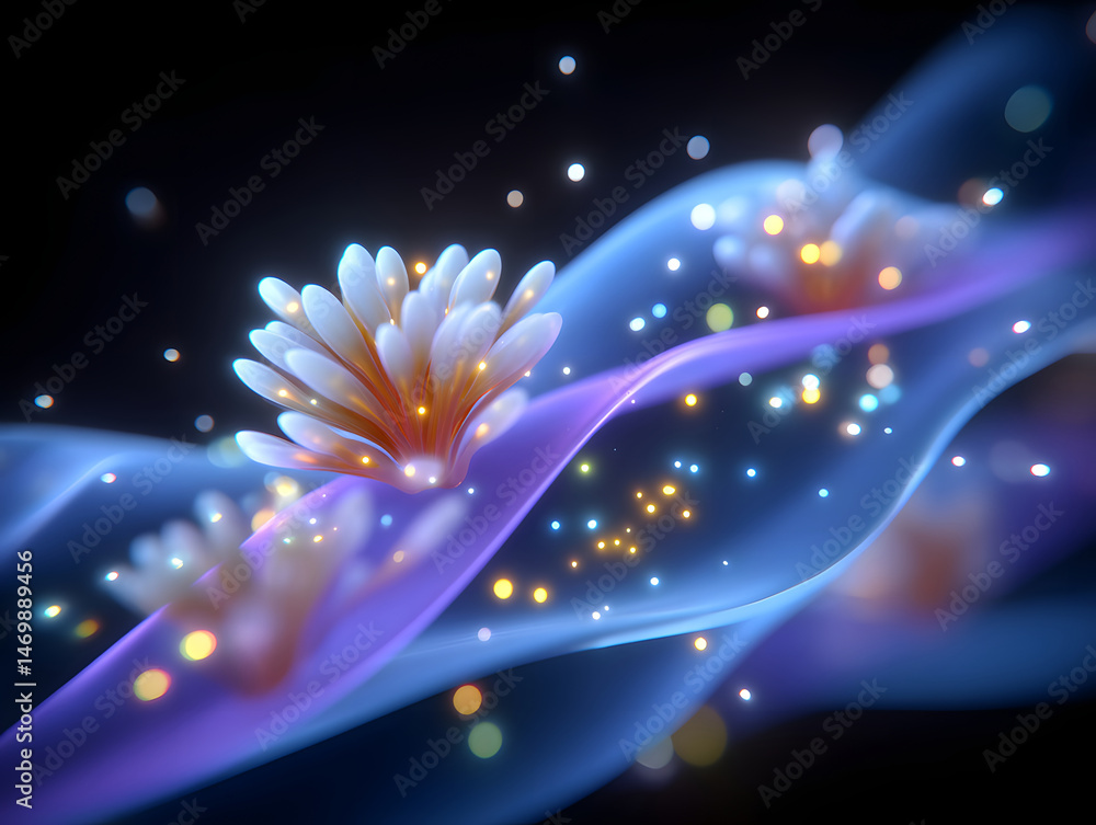 Poster tech-inspired background with microscopic transparent spheres