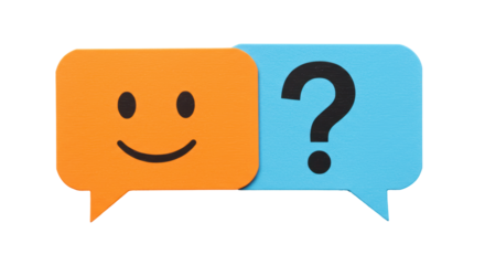 Isolated Speech Bubbles with Smiley Face and Question Mark