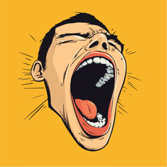 Expression Of Extreme Emotion An Illustration Of A Man With Mouth Open
