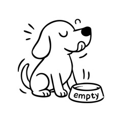 A dog with its tongue deep in the food bowl, holding it with both paws, eyes joyful.