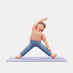 3D Render of Person Doing Yoga Pose on Purple Mat