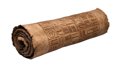 Aged Parchment Scroll with Faded Text on Transparent Background