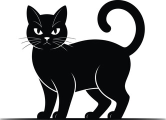 cat, blackcat, silhouette, vector, pet, feline, minimalist, halloween, animal, sideview, cute, elegant, whiskers, profile, tail, flatdesign, clipart, domestic, simple, isolated, cats, paw