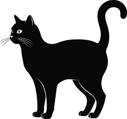 cat, blackcat, silhouette, vector, pet, feline, minimalist, halloween, animal, sideview, cute, elegant, whiskers, profile, tail, flatdesign, clipart, domestic, simple, isolated, cats, paw