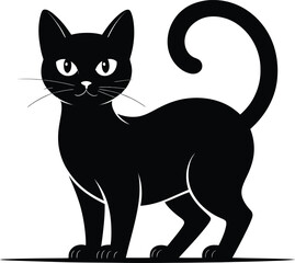 cat, blackcat, silhouette, vector, pet, feline, minimalist, halloween, animal, sideview, cute, elegant, whiskers, profile, tail, flatdesign, clipart, domestic, simple, isolated, cats, paw