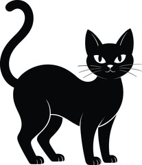 cat, blackcat, silhouette, vector, pet, feline, minimalist, halloween, animal, sideview, cute, elegant, whiskers, profile, tail, flatdesign, clipart, domestic, simple, isolated, cats, paw