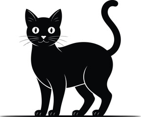 cat, blackcat, silhouette, vector, pet, feline, minimalist, Halloween, animal, sideview, cute, elegant, whiskers, profile, tail, flatdesign, clipart, domestic, simple, isolated, cats, paw