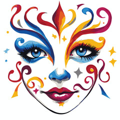 Carnival Face Paint Colorful Vector Design For Masquerade Or Festival Celebration Event