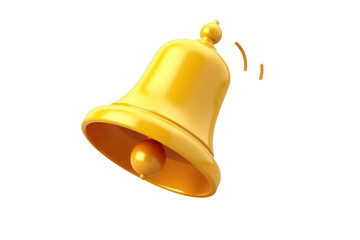 3D Render of a Yellow Bell with Sound Waves on Transparent Background