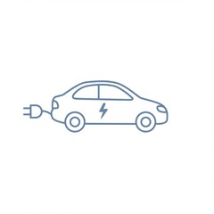 Fototapeta premium Blue Line Art Electric Car Illustration