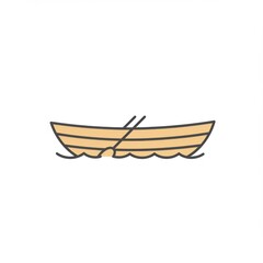 Fototapeta premium Simple Illustration of a Small Wooden Rowboat on Calm Water