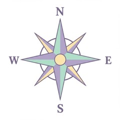 Fototapeta premium Pastel Compass Rose Illustration