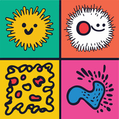 Abstract Cartoon Organisms Colorful Background Vector Illustration For Science And Medical Purposes