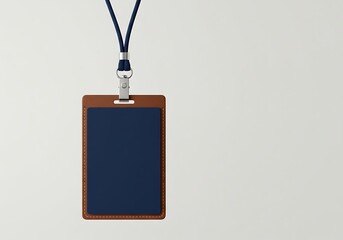 Isolated lanyard with leather card holder displaying identification details