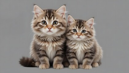 Obraz premium Adorable Cat and Kitten Isolated – Pet Duo on Transparent