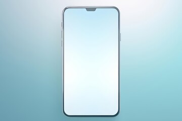 Isolated smartphone with a blank white screen on a blue gradient background. The phone is centered and displays volume buttons on its side.