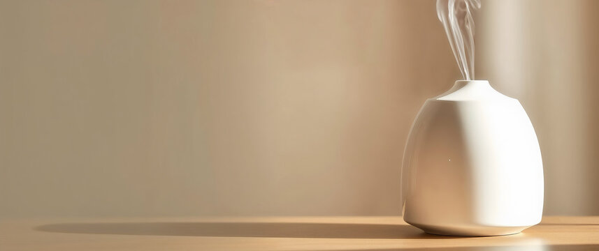 Modern aroma oil diffuser releasing calming fragrance into room