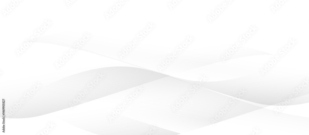 Poster Smooth white abstract background with flowing wave lines