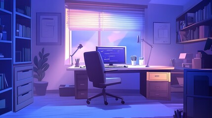 Night Home Office Workspace. (2)