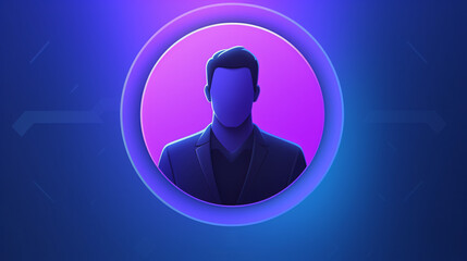 A blank call center user avatar on a purple and blue gradient background, ideal for customer service profiles in digital platforms.

