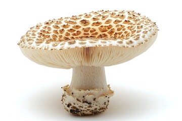 Realistic mushroom group with spiked caps and earthy forest floor background drawing high resolution photo