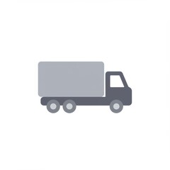 Gray Delivery Truck Icon on White Background