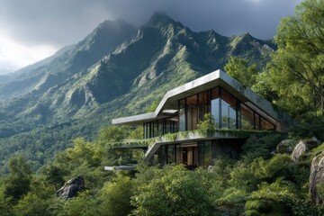 Eco-Friendly House Nestled in Lush Mountain Landscape