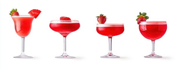 Four Strawberry Cocktails
