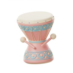 Pastel Pink and Blue Cartoon Drum 3D Render